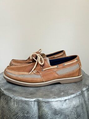 Timberland ~ Kiawah Bay Tan Leather Men’s size 11 Lace-Up Boat Shoes